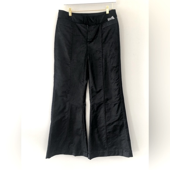 Free People extra wide legged velvet pants, black, NWT - Picture 1 of 8